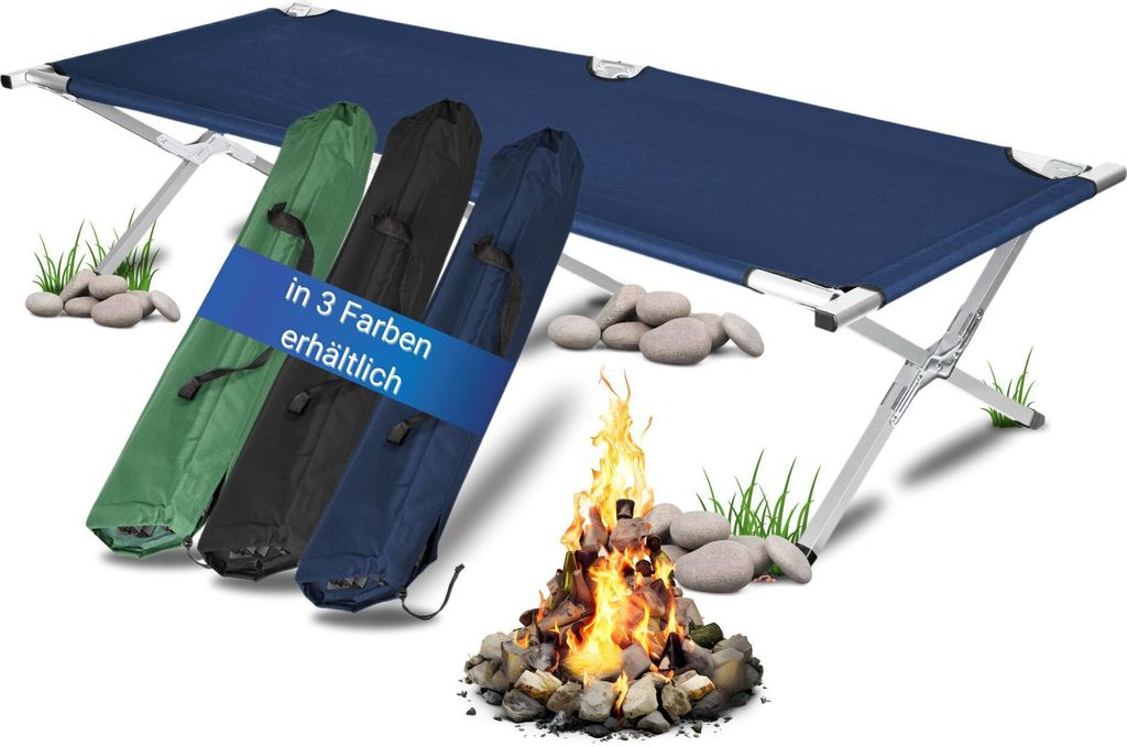 Feldbett klappbar fürs Camping - Bett ist leicht, stabil & schnell aufzubauen - Tragelast bis 130 kg - Gästebett & Camping Liege inkl. Tragetasch...
