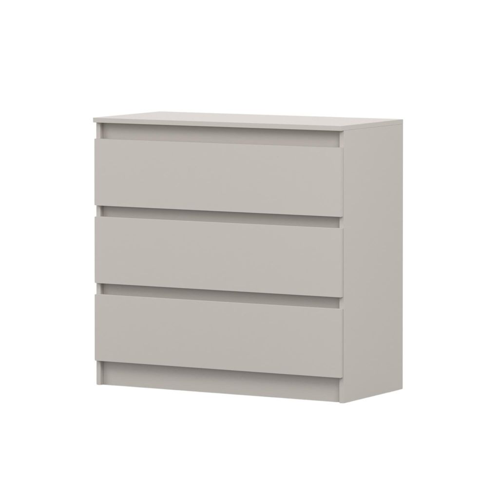 Kommode SOLO 3S II, Schlafzimmer, Sideboard Anrichte 90 cm Kaschmir/Kaschmir, drei Schubladen, grifflos