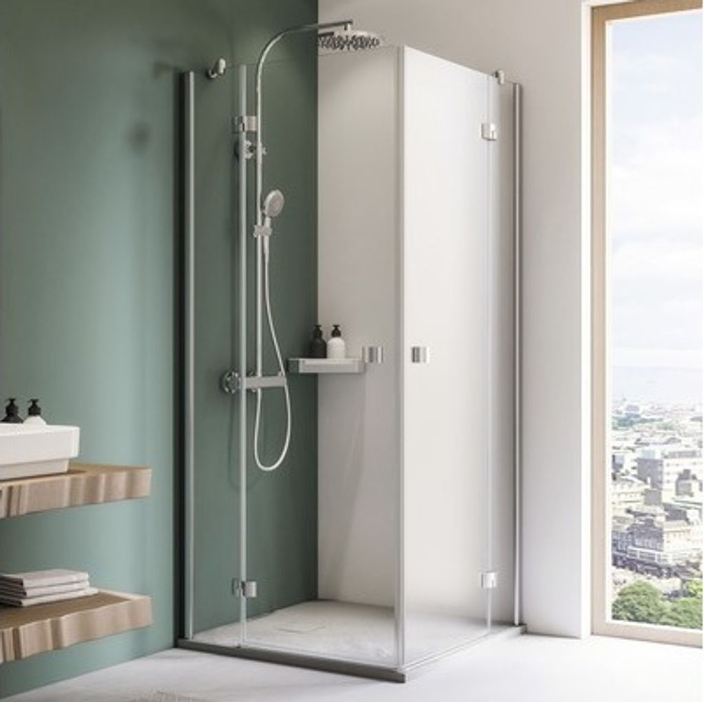Eckeinstieg 4-teilig Breuer Espira 100x100 cm Klarglas Profilfarbe silber