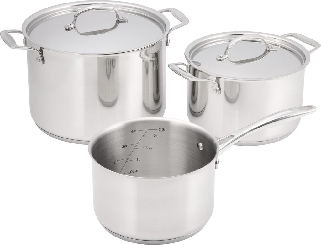 Judge Essentials 5-teiliges Topfset, Edelstahl 18/10, 18/20/24 cm, silber