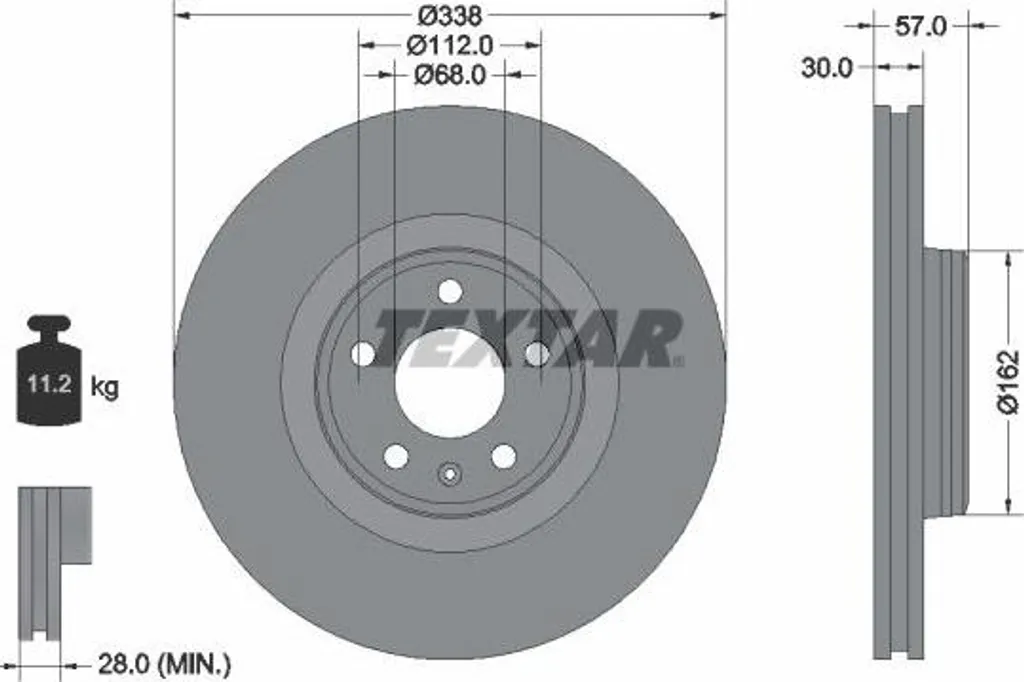 Disque de Frein Ventilé Textar pour Audi A4 8W A5 F5 A6 4A A7 4K et Q5