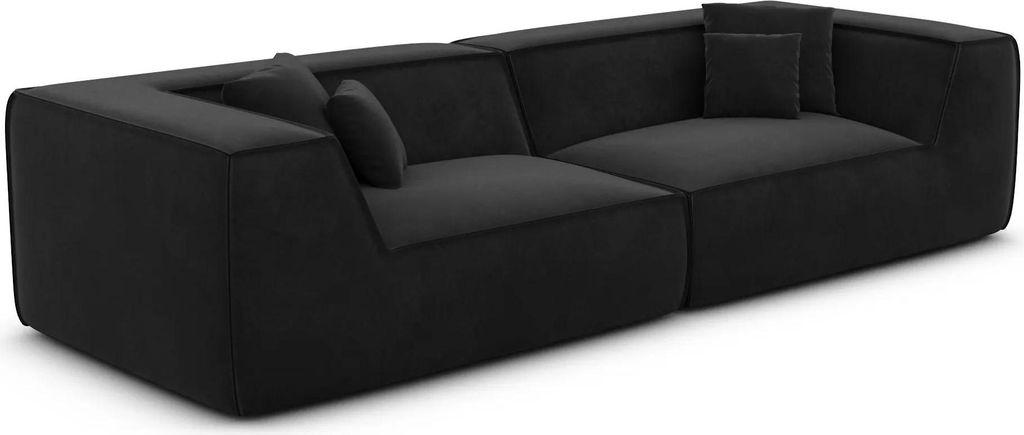 Samtstoff 4-Sitzer Couch Liberia Schwarz