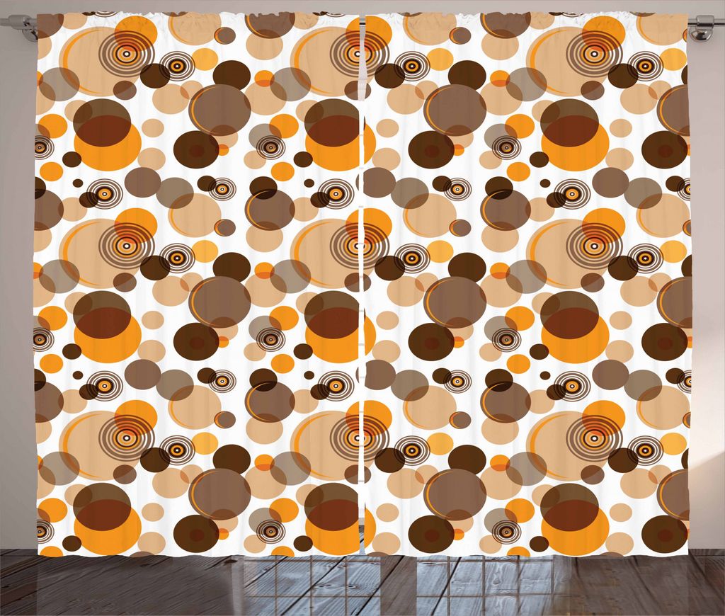 ABAKUHAUS Erdfarben Rustikaler Gardine, Chaotische Spots Ringe, Schlafzimmer Kräuselband Vorhang mit Schlaufen und Haken, 280 x 225 cm, Orange Bra...