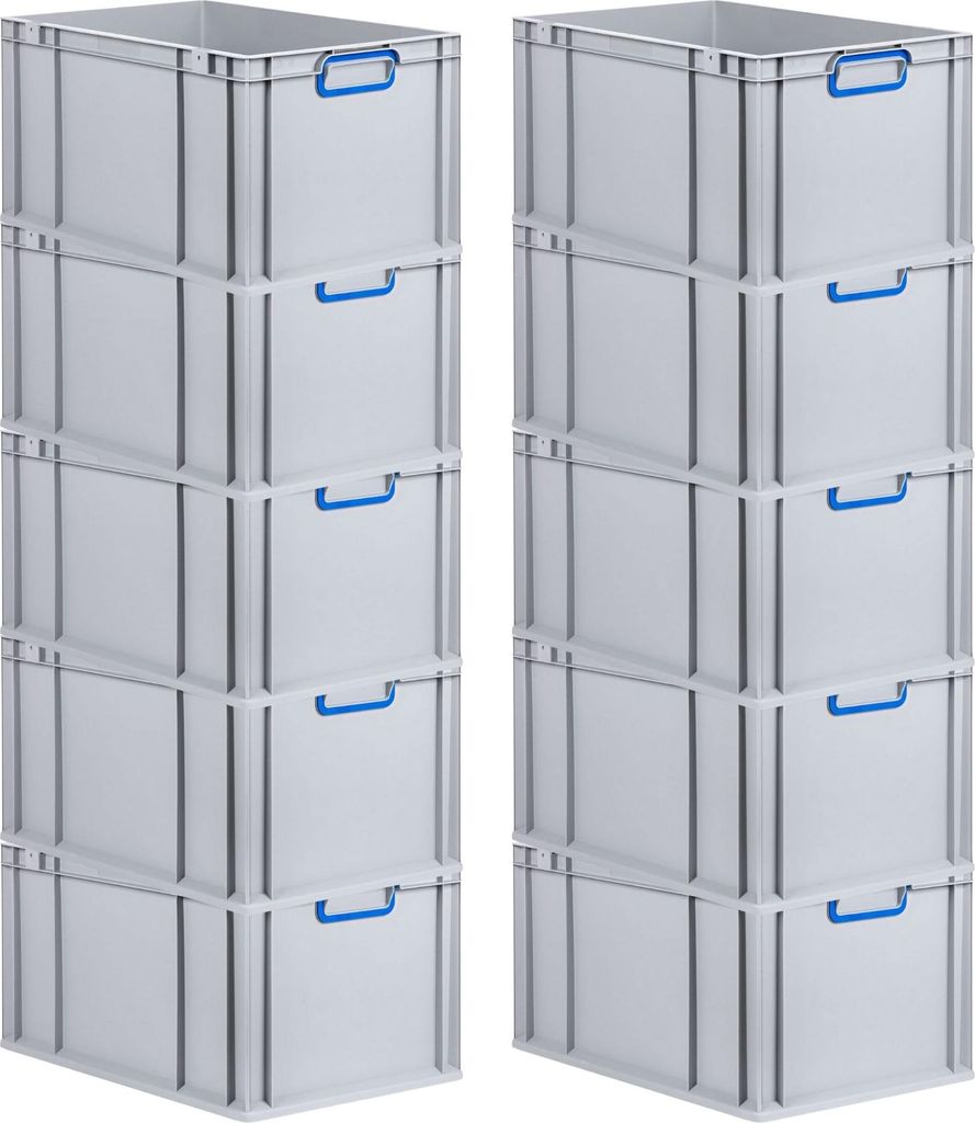 SuperSparSet 10x Eurobox NextGen Color | HxBxT 32x40x60cm | 65 Liter | Griffe blau geschlossen | Verstärkter Boden | Eurobehälter, Transportbox, ...