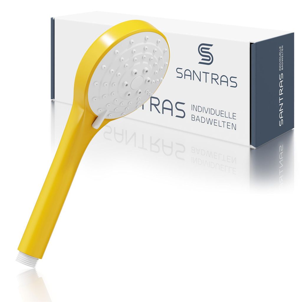 SANTRAS Handbrause in Gelb (RAL 1004) - dreifach verstellbarer Duschkopf