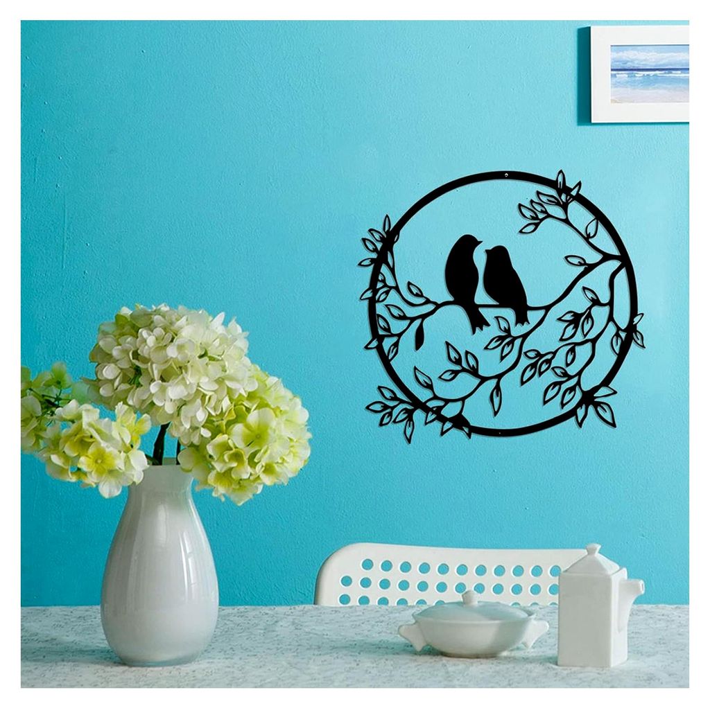 Metallvogel auf Ast, Wandkunst, Dekoration, Vögel, Wand-Silhouette, schwarzes Eisen, hängende Metall-Wandkunst für Wohnzimmer, Schlafzimmer, Inn...