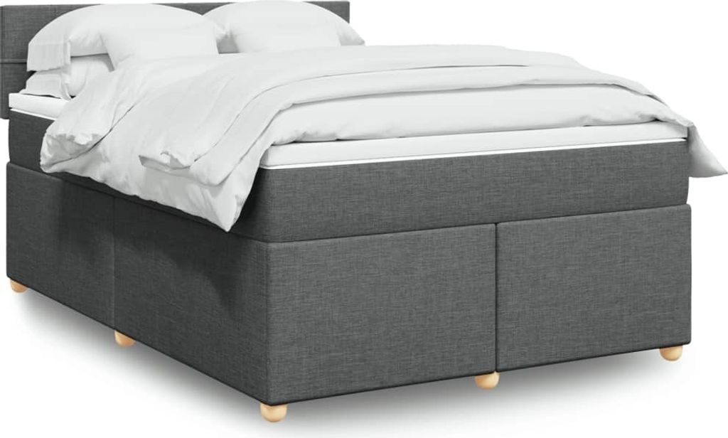 Maison Exclusive - Boxspringbett mit Matratze Dunkelgrau 140x200 cm Stoff