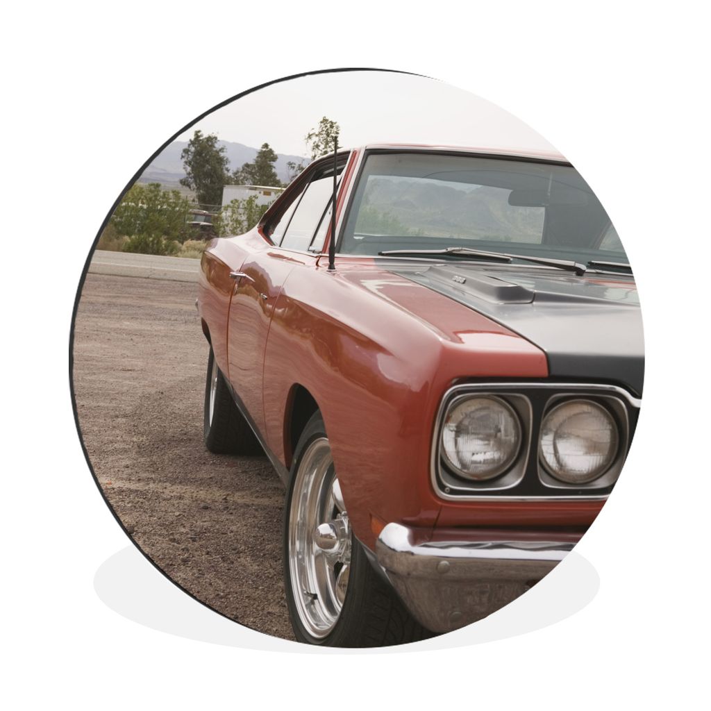 MuchoWow Aluminium Wandkreis Muscle Car Ø 60 cm Wanddeko Modern Wohnzimmer - Wand Kreis - Wandbild - Schlafzimmer - Aluminium Bild - Kinderzimme...