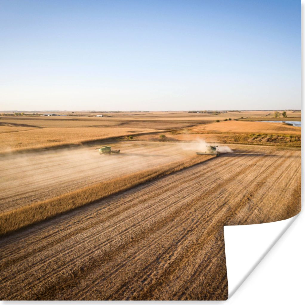 MuchoWow Poster Feld - Bauernhof - Traktor - Landwirt - Landleben 100x100 cm - Babyzimmer