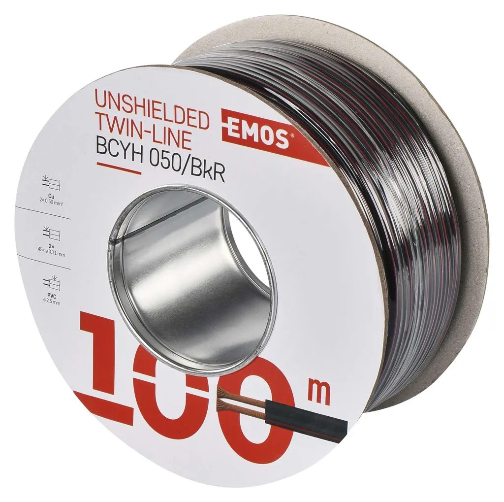 Câble bipolaire EMOS 11102 de 2x 0,5 mm pour petits appareils audio