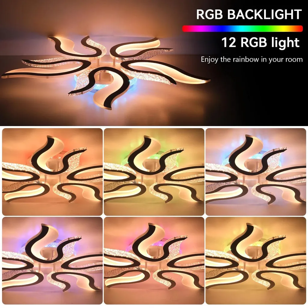 Plafonnier LED RGB 56W - Luminaire Plafond Carré 87x87cm avec Télécommande