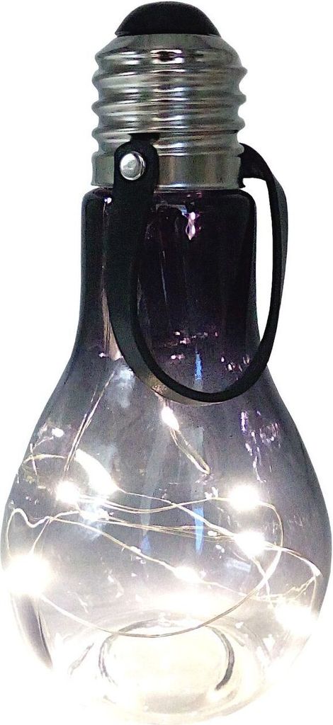 LED Deko Glühbirne aus Glas Glühlampe Hängelampe Tischdeko Dekolampe Dekoleuchte Lichtkugel Lichterkette zum Hängen und Stellen, Farbe:schwarz