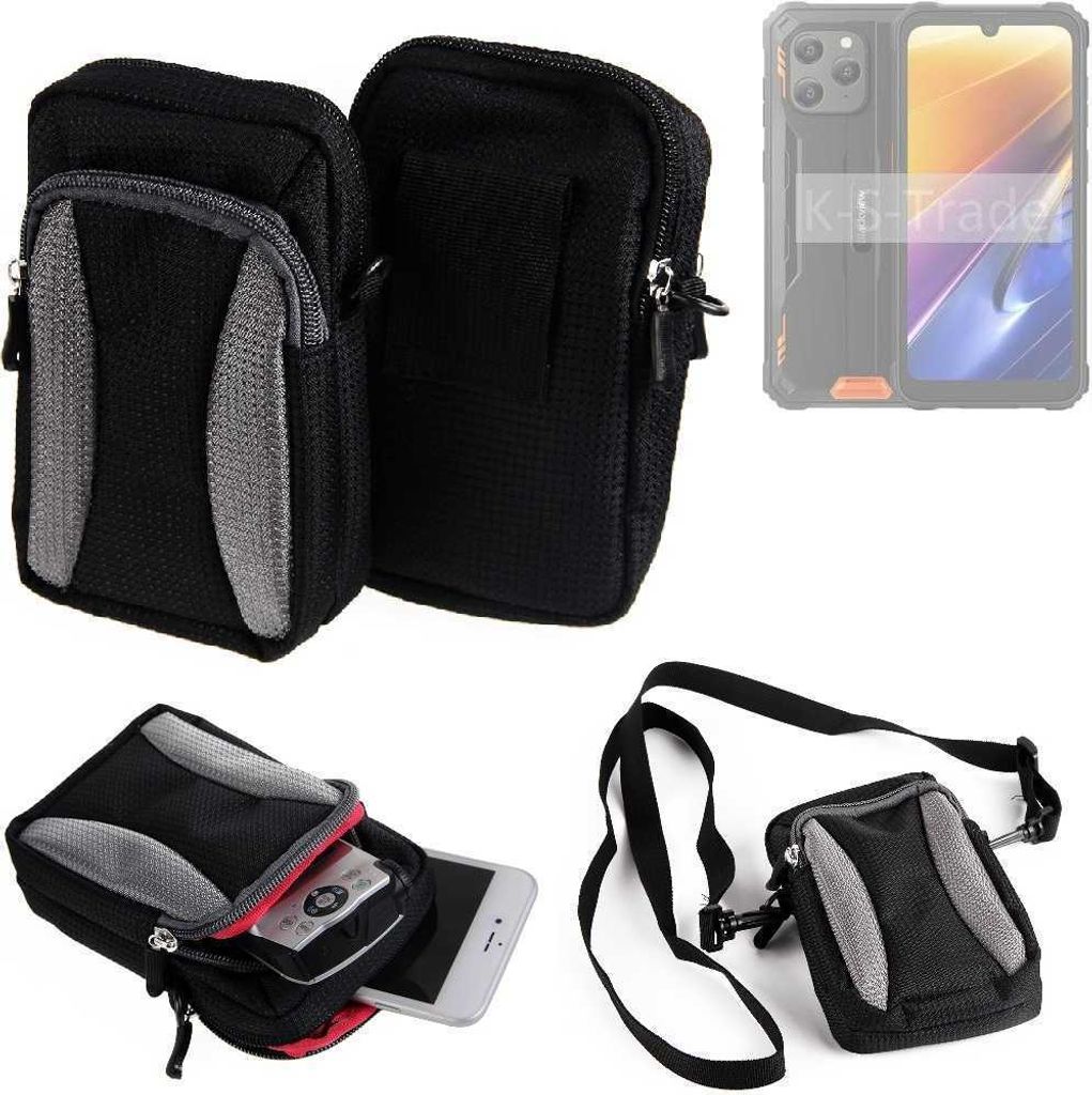 K-S-Trade Holster Schutz Hülle kompatibel mit Blackview BV5300 Plus Handy Hülle Gürteltasche Umhängetasche mit Zusatzfach schwarz