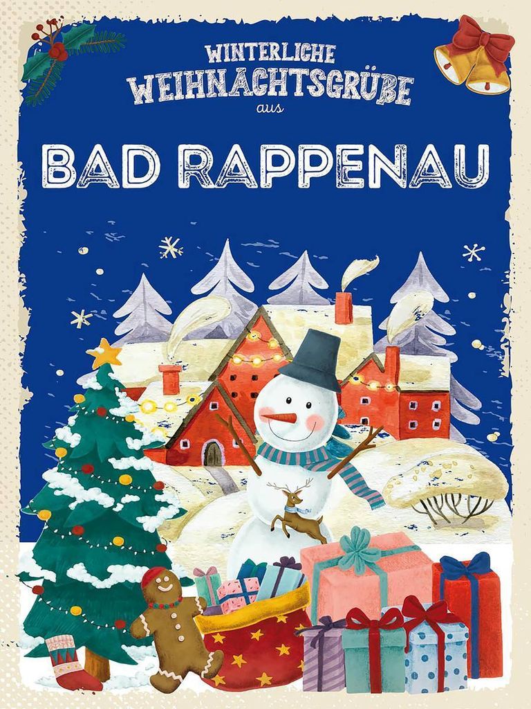 vianmo Holzschild 40x30 cm Weihnachtsgrüße aus BAD RAPPENAU