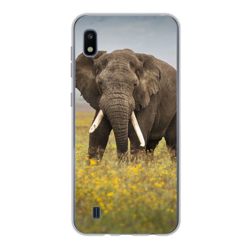 MuchoWow Handyhülle Schutzhülle Hülle für Samsung Galaxy A10 Elefant - Blumen - Gras - Tiere - Natur Silikon Softcase Handy Hülle - Schutzh...
