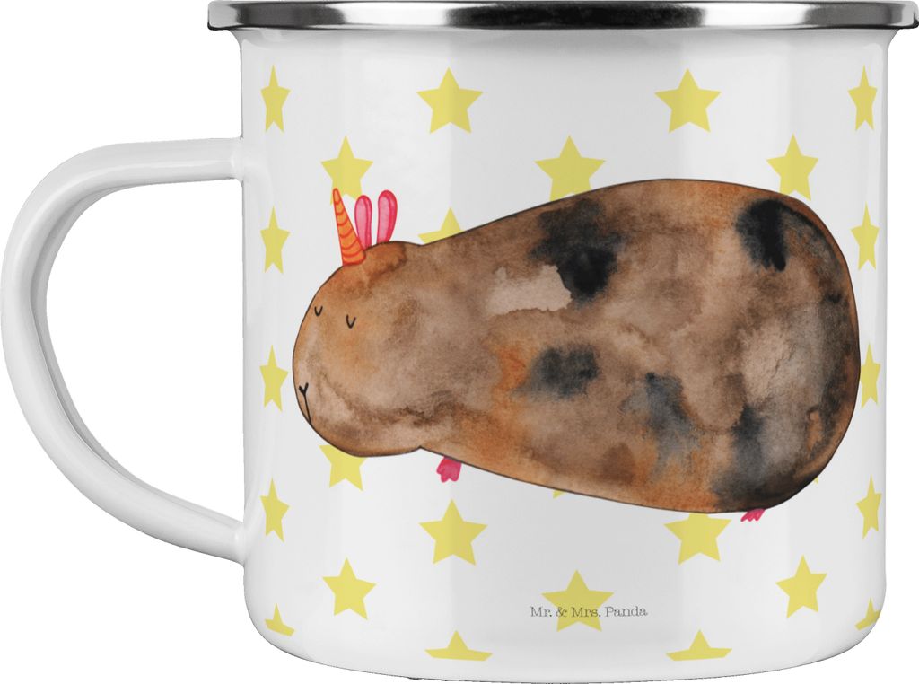 Mr. & Mrs. Panda Emaille Becher Einhorn Meerschweinchen - Weiß - Geschenk, Teetasse, Unicorn, Einhörner, Motivtasse, Tasse, Kaffeepott, Meerschwe...