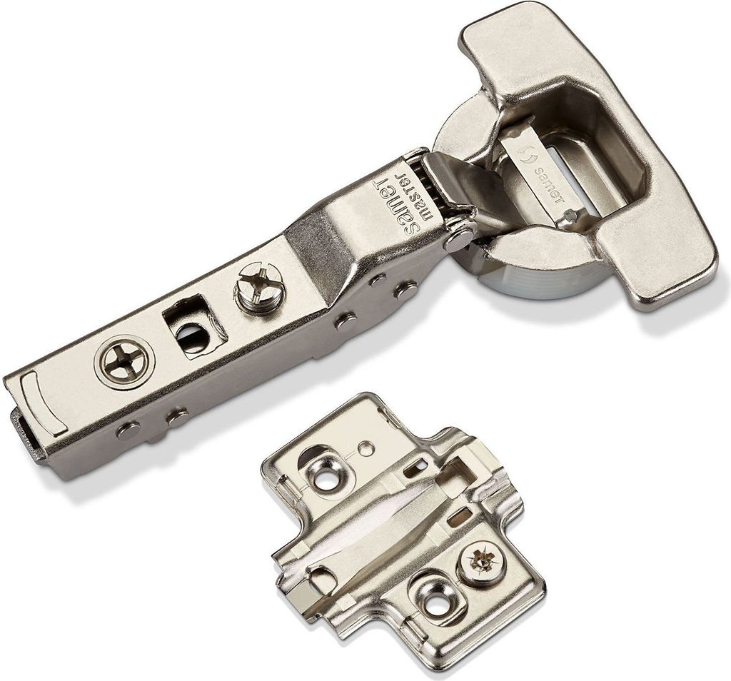2 x Master Toolless T45 Topfband werkzeuglose Topfmontage Mittelanschlag 110° mit Dämpfer (Soft-Close) und Kreuzplatte