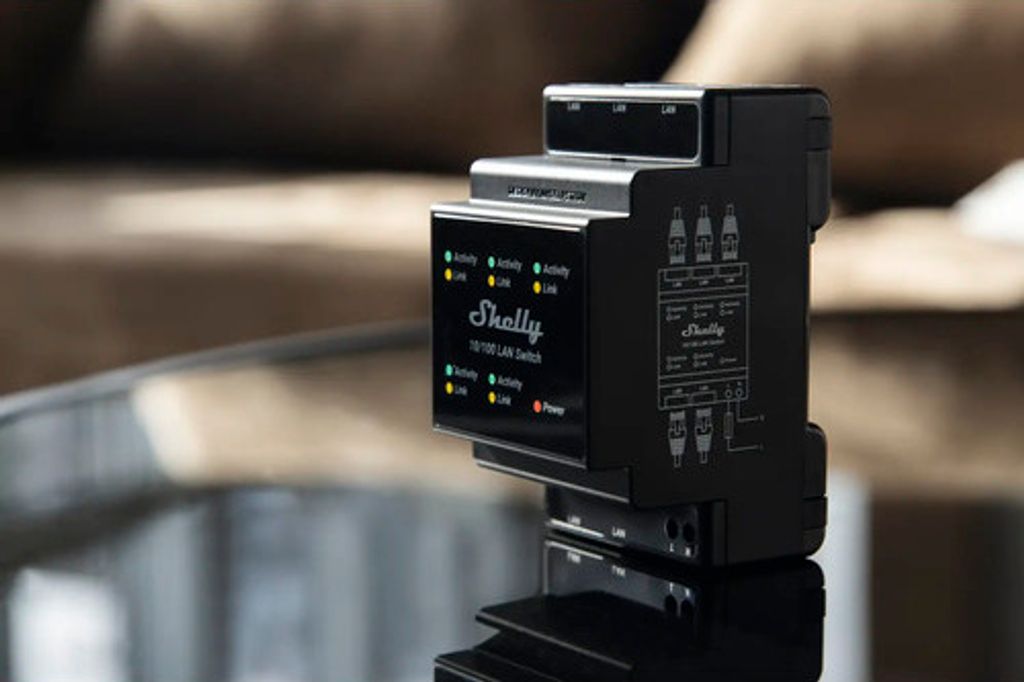 Shelly LAN-Switch für DIN-Schiene, 5 RJ45-Ports, einfache Produktbild 5
