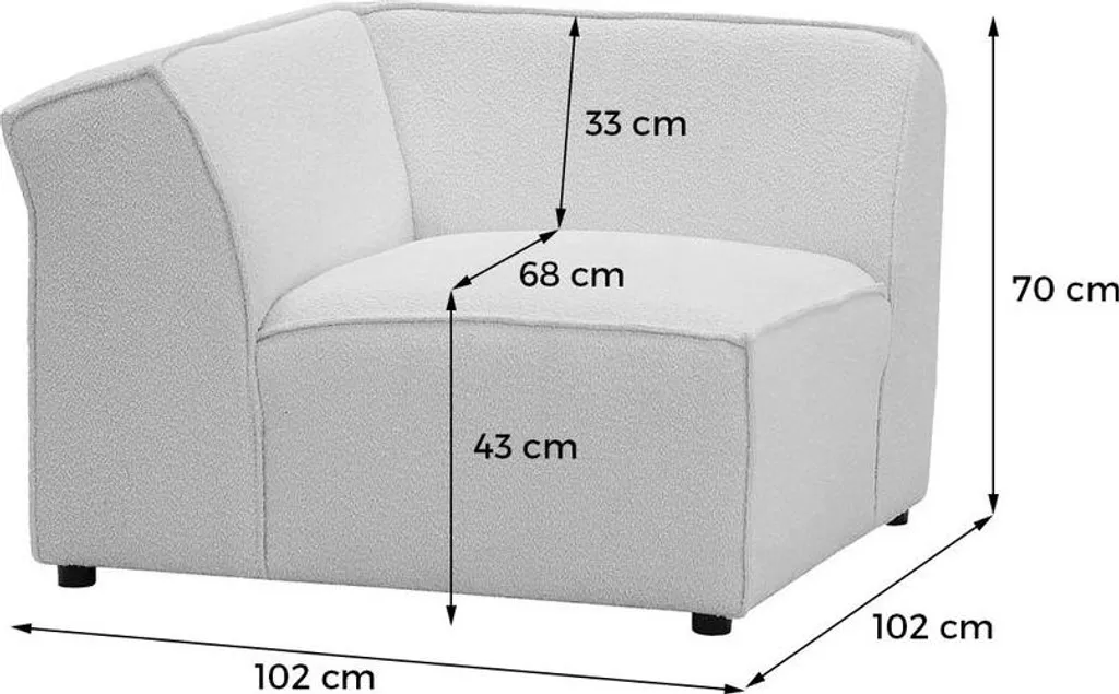 Module d'angle Mojo Malmo 8 - Canapé modulable gris clair de qualité