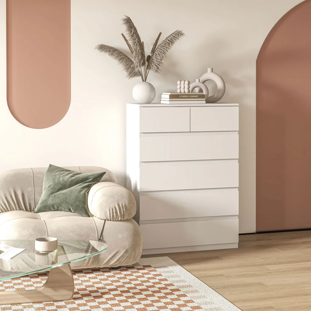 Commode Gain de Place 6 Tiroirs pour Optimiser le Rangement du Couloir