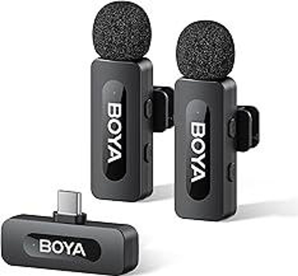BOYA BY-V20 Mikrofon für Handy, Kabellos Mini Mikrofon für iPhone 15/16, Android, 48 KHz/16 Bit, 9 Akku, Geräuschunterdrückung, USB-C-Lavalierm...