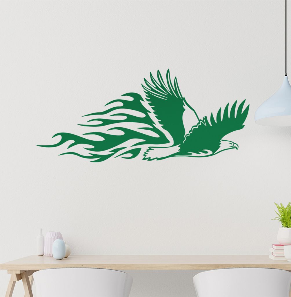 Flammen Adler Wandtattoo in 6 Größen - Wandaufkleber Wall Sticker - Dekoration, Küche, Wohnzimmer, Schlafzimmer, Badezimmer