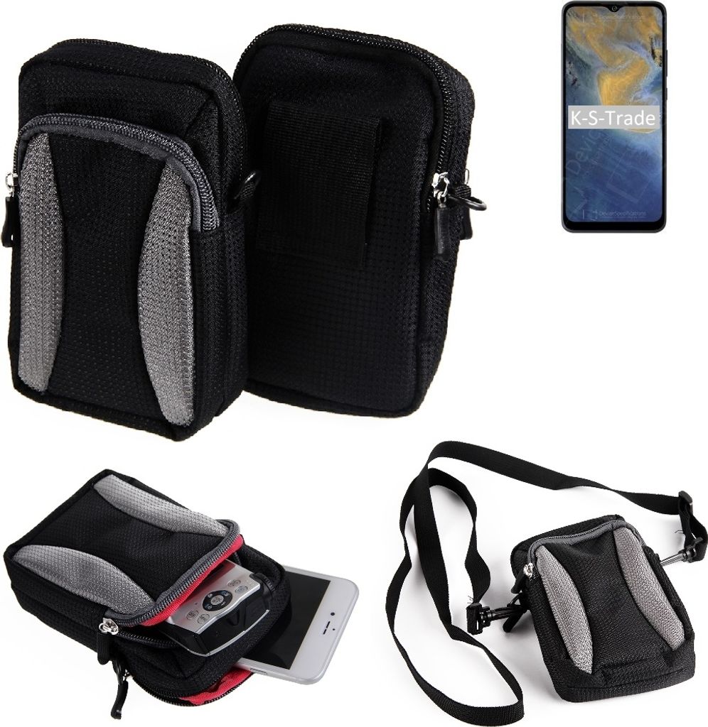 K-S-Trade Holster Schutz Hülle kompatibel mit ZTE Blade A51 Handy Hülle Gürteltasche Umhängetasche mit Zusatzfach schwarz