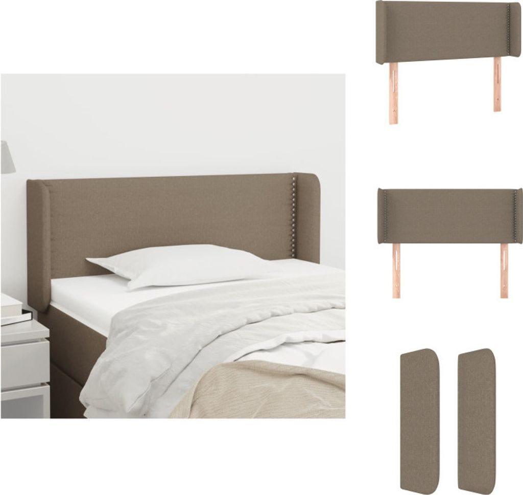 vidaXL Kopfteil mit Ohren Taupe 93x16x78/88 cm Stoff - Kopf- & Fußenden