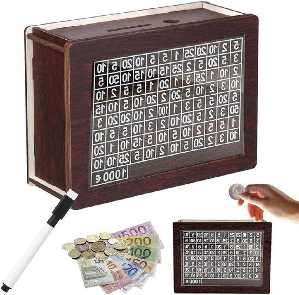 Tirelire en bois avec compteur pour arrêter de dépenser inutilement