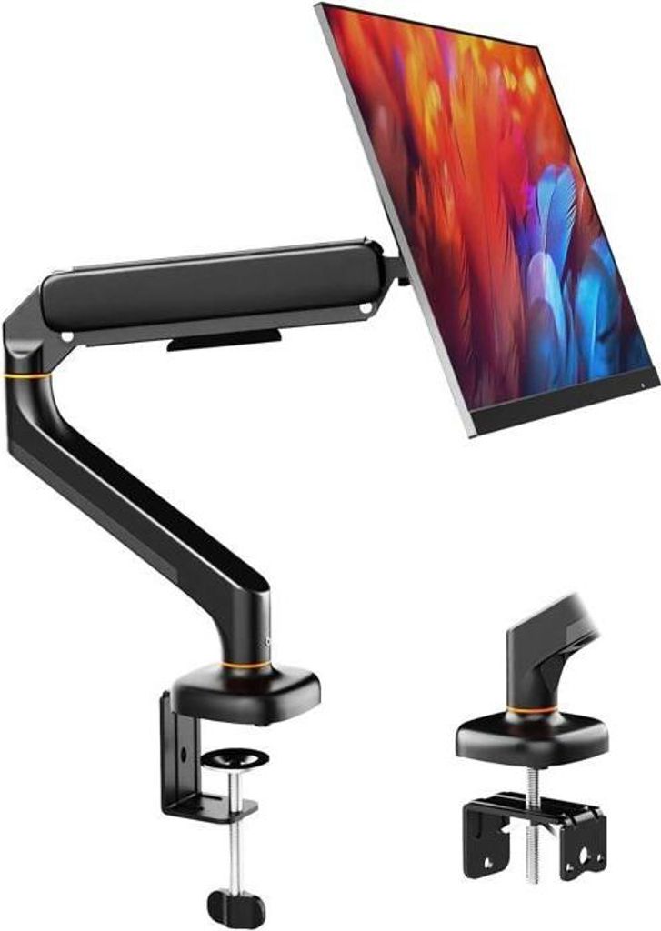 Monitorarm für PC-Bildschirme von 13 bis 32 Zoll, Gasfederhalterung, schwenkbar mit Kabelmanagement, VESA 75/100, schwarz