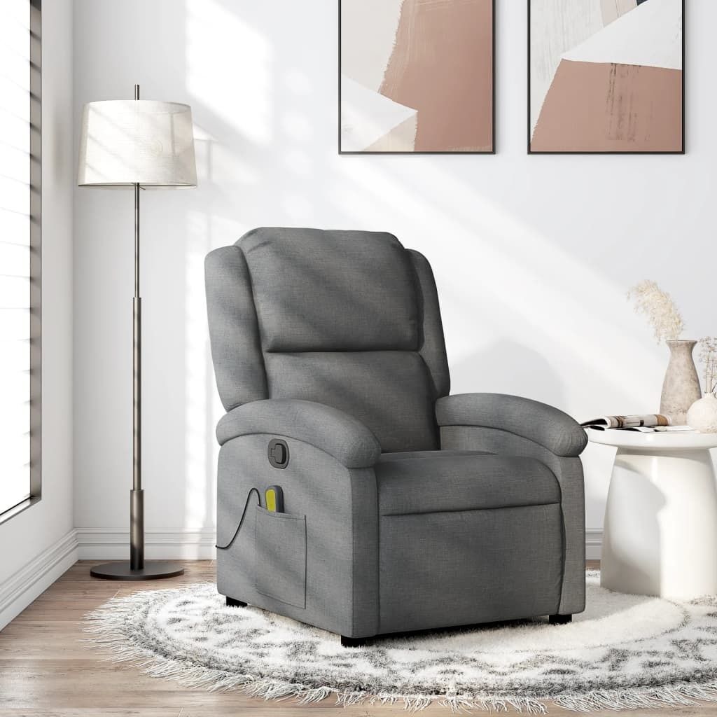 "im Angebot" Massagesessel Dunkelgrau Stoff - Fernseh- & Relaxsessel CC17087