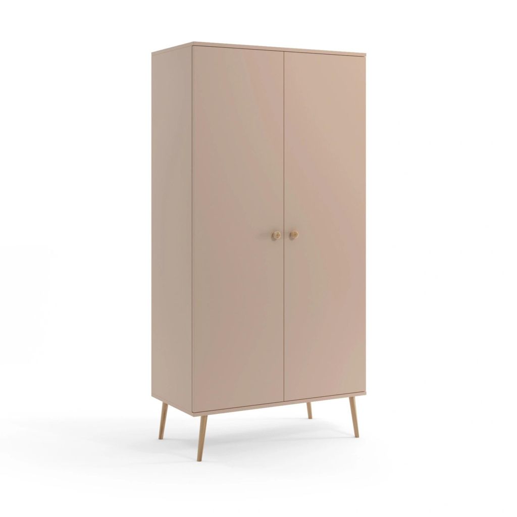 NATURA Kleiderschrank 100cm Penderie Beige Macchiato Boho Echtholz Buche Soft-Close Lieferung Wohnung