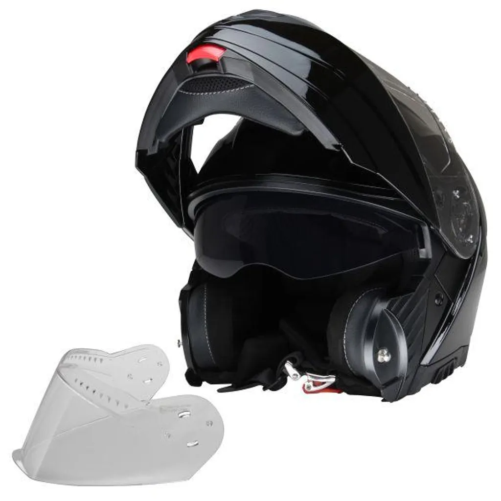 Casque de protection pliable Spacer Noir Brillant Set Visière XL