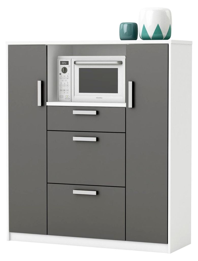 Küchenschrank in Weiß und Graphit-Grau, 40Tx116Bx133H cm, 68 kg