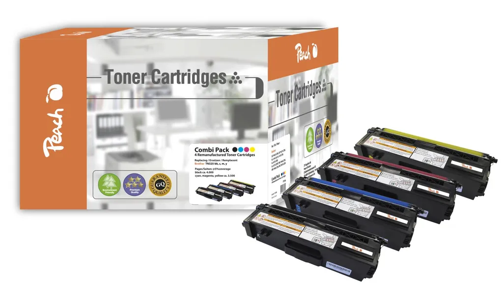 Pack de 4 Toners Peach TN-325 BK C M Y Remanufacturés pour Brother
