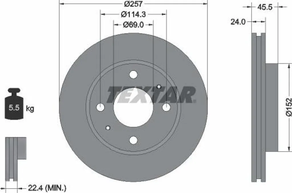 Disque de frein TEXTAR 92130800 haute performance pour Hyundai Sonata