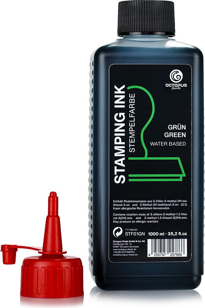 Stempelfarbe für Stempelkissen und Selbstfärber ohne Öl, grün 1000 ml