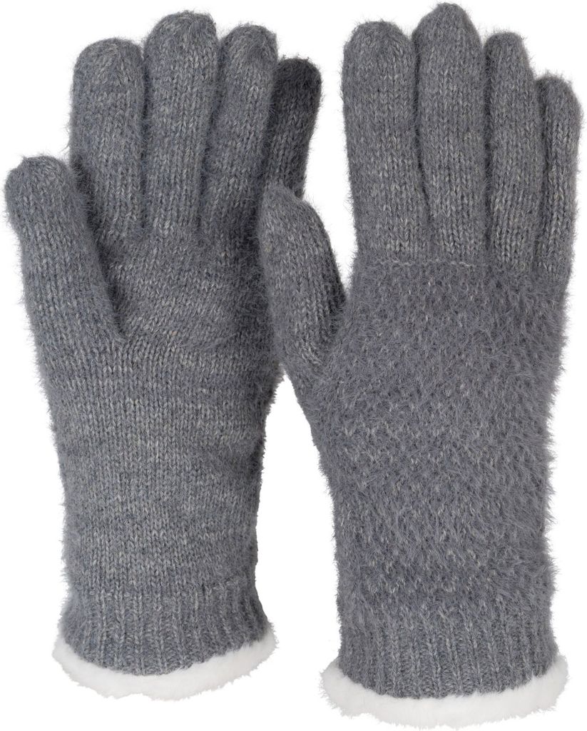 styleBREAKER Damen warme Winter Handschuhe mit Reiskorn Muster und Fleece, Thermo Strickhandschuhe, Fingerhandschuhe 09010040