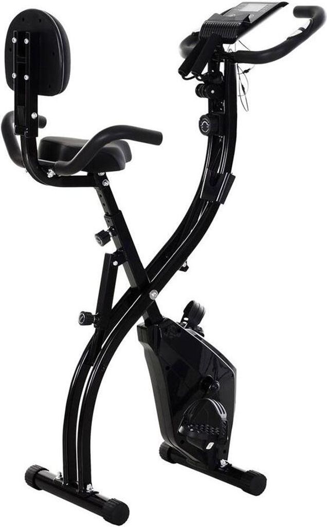 HOMCOM Heimtrainer X-Bike 2-in-1 Fahrradtrainer LCD-Display klappbarer Hometrainer Trimmrad mit 8 stufig einstellbarem Magnetwiderstand Stahl