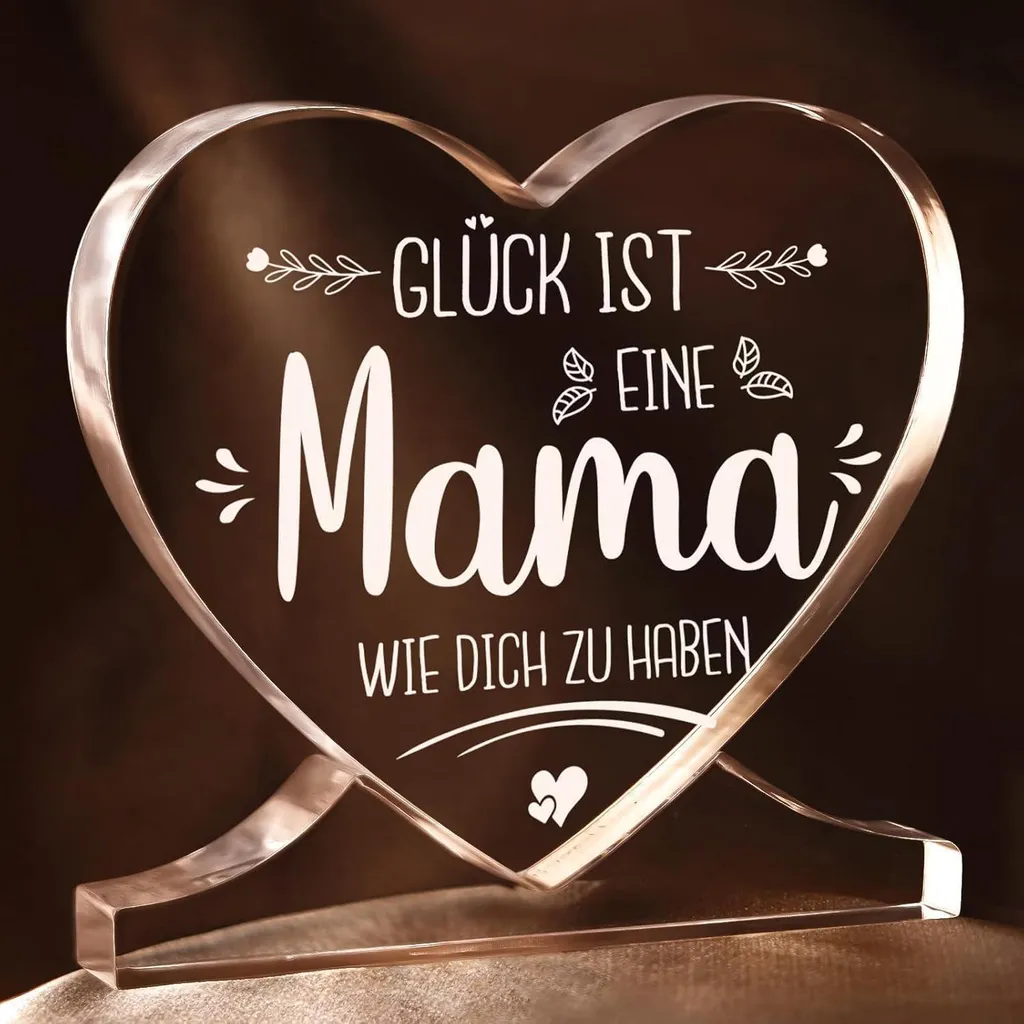 Targa A Forma Di Cuore In Acrilico Per La Mamma – Regalo Festa Della Mamma, Compleanno, Natale – Con Base, 9,6x9,6 Cm - 4