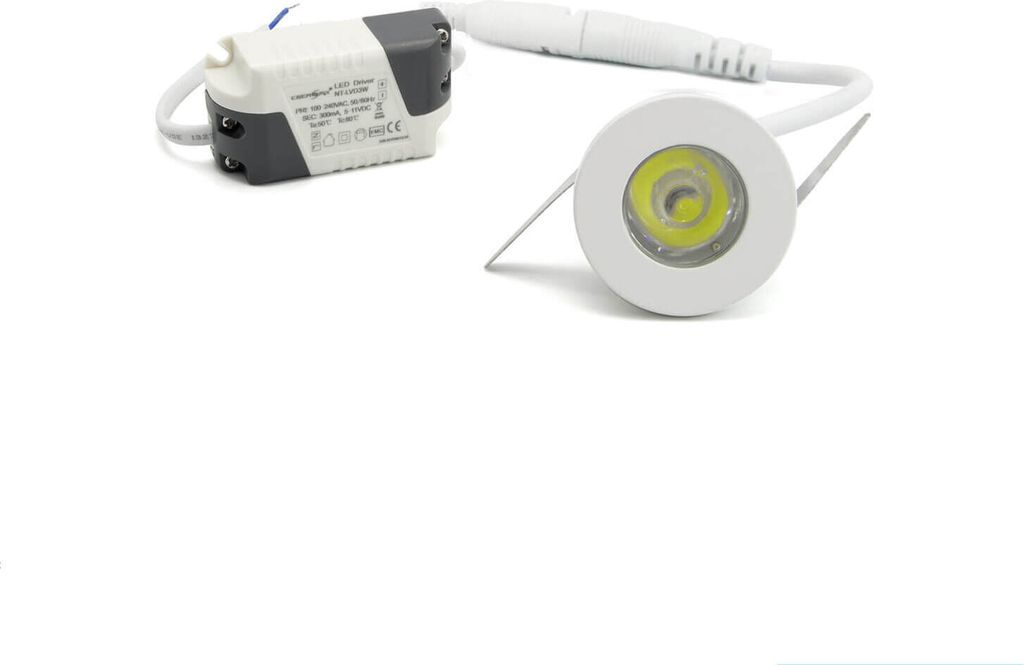 Mini LED Einbauleuchte Spot 1 Watt inklusive Trafo weiß Produktbild 1