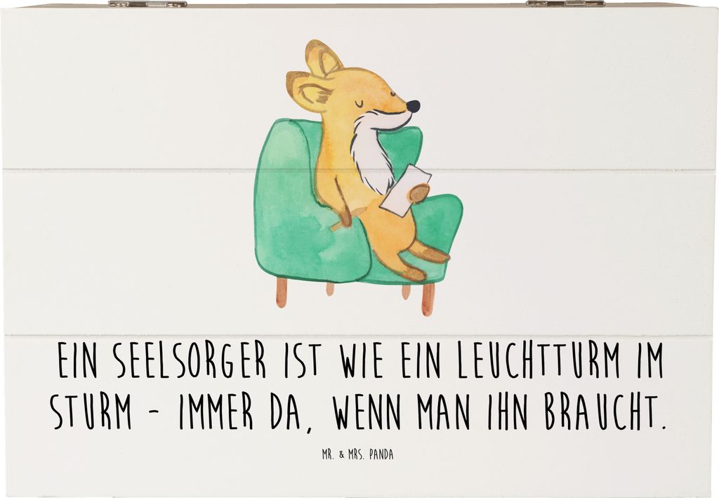 Mr. & Mrs. Panda Box Seelsorger Leuchtturm 22 x 15 cm - Weiß - Geschenk, Holzkiste, Bedanken, Schatzkiste, aus Holz, schmuckbox, Aufmerksamkeit, A...