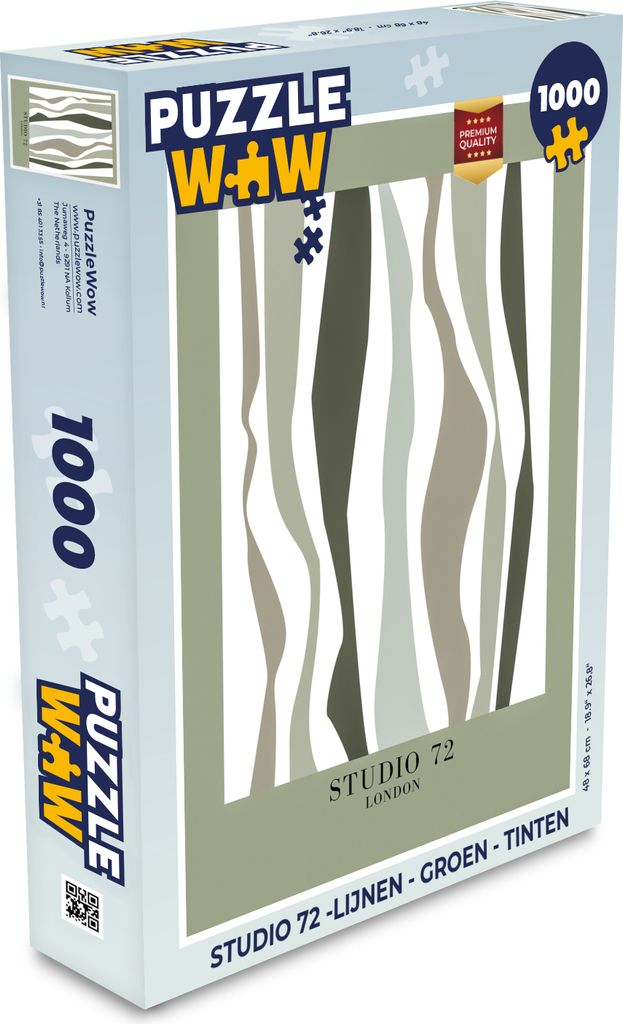 MuchoWow Puzzle 1000 Teile Studio 72 - Linien - Grün - Schattierungen - Spielzeug - Alt und Jung - Spiele - Puzzeln