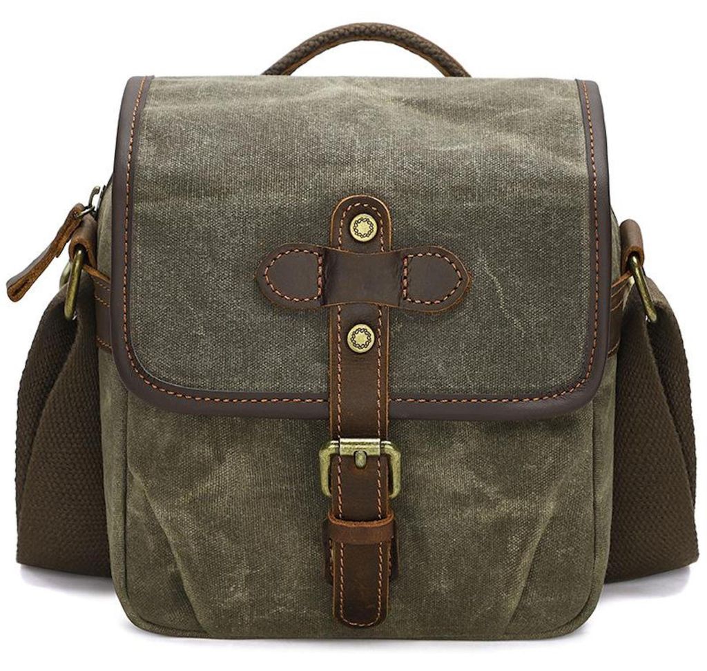 Canvas Kamera Tasche Messenger mit Trennfächern Größe S Army Green