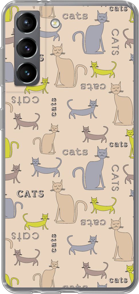 MuchoWow Handyhülle Schutzhülle Hülle für Telefoonhoesje Samsung Galaxy S21 Muster - Katze - Zitat - Jungen - Mädchen - Kinder - Kind Siliko...