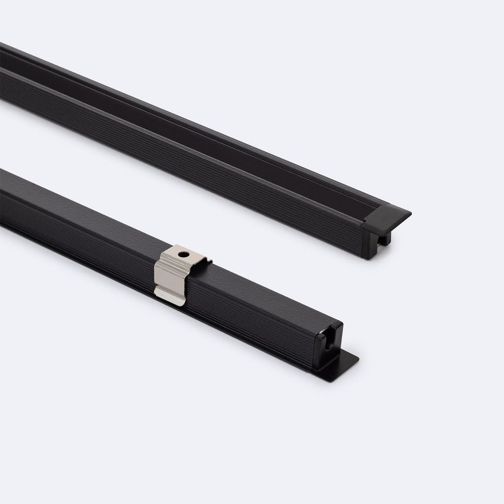 Aluminiumprofil Einbau mit 30o Neigung 2m für LED Streifen bis 6 mm Schwarz 2 m Schwarz transluzent