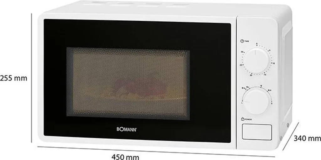 Micro-ondes Blanc Bomann MW 6014 CB 20L - Dégivrage et Cuisson Faciles - 12