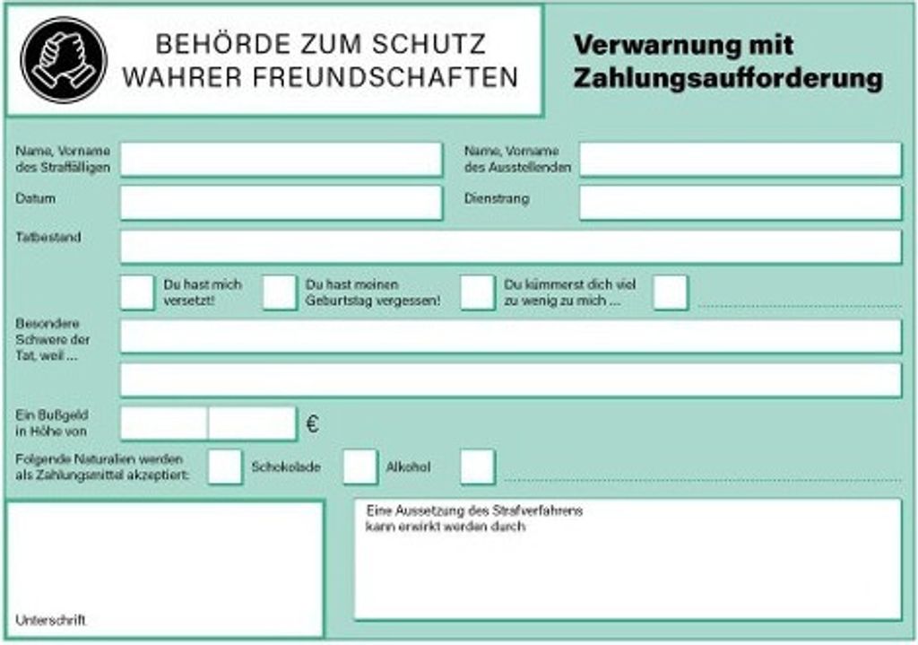 Denkzettel - das Knöllchen für deine Freunde