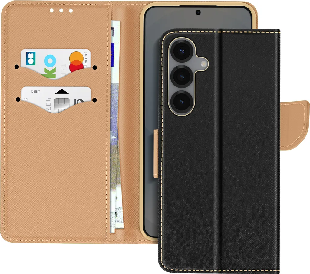 Custodia Samsung Galaxy S25 Plus Avizar Saffiano Fancy Nero Oro | Wallet
