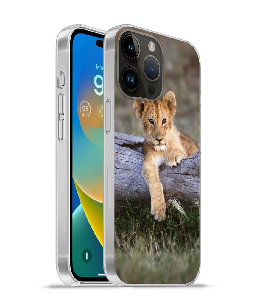 MuchoWow Handyhülle Schutzhülle Hülle für Apple iPhone 14 Pro - Softcase Jungtier - Tier - Natur Silikon Softcase Handy Hülle - Umschlag